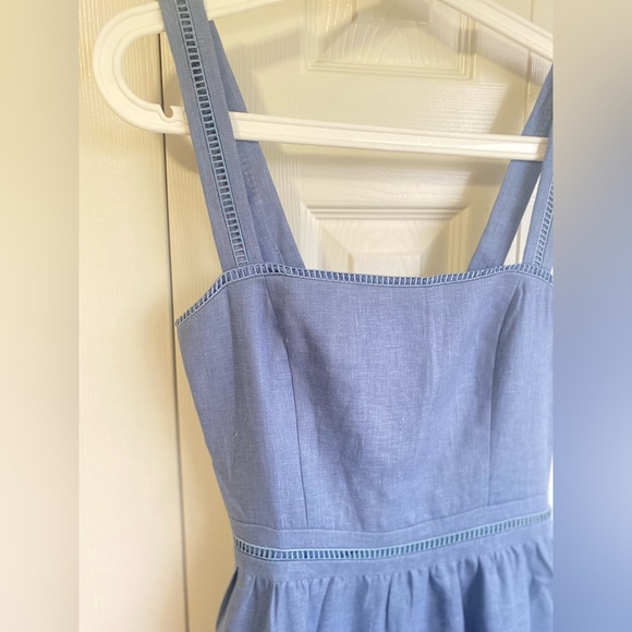 New Reformation Everett Midi Linen Sleeveless Dress - Cornflower Blue Size 4 - Picture 6 of 11